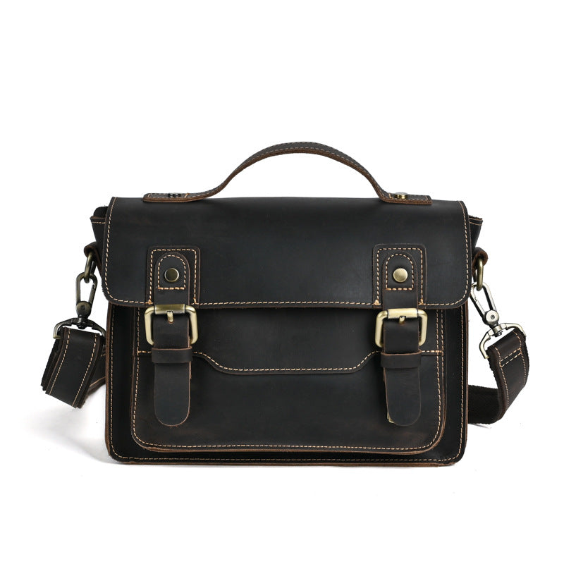 Chelsea Leather Satchel in dark brown leather — Khal Gold