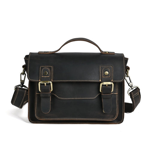 Chelsea Leather Satchel in dark brown leather — Khal Gold