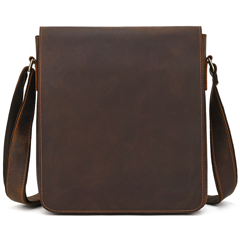 Whitehall Leather Shoulder Bag in crazy horse leather, detail view