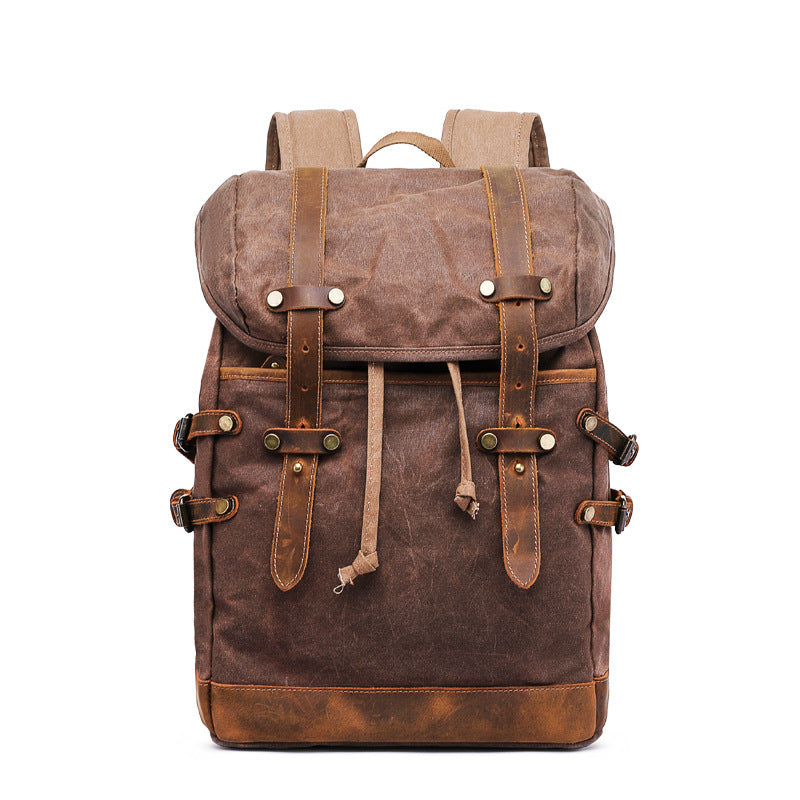 Highland Waxed Canvas Rucksack in brown waxed canvas — Khal Gold