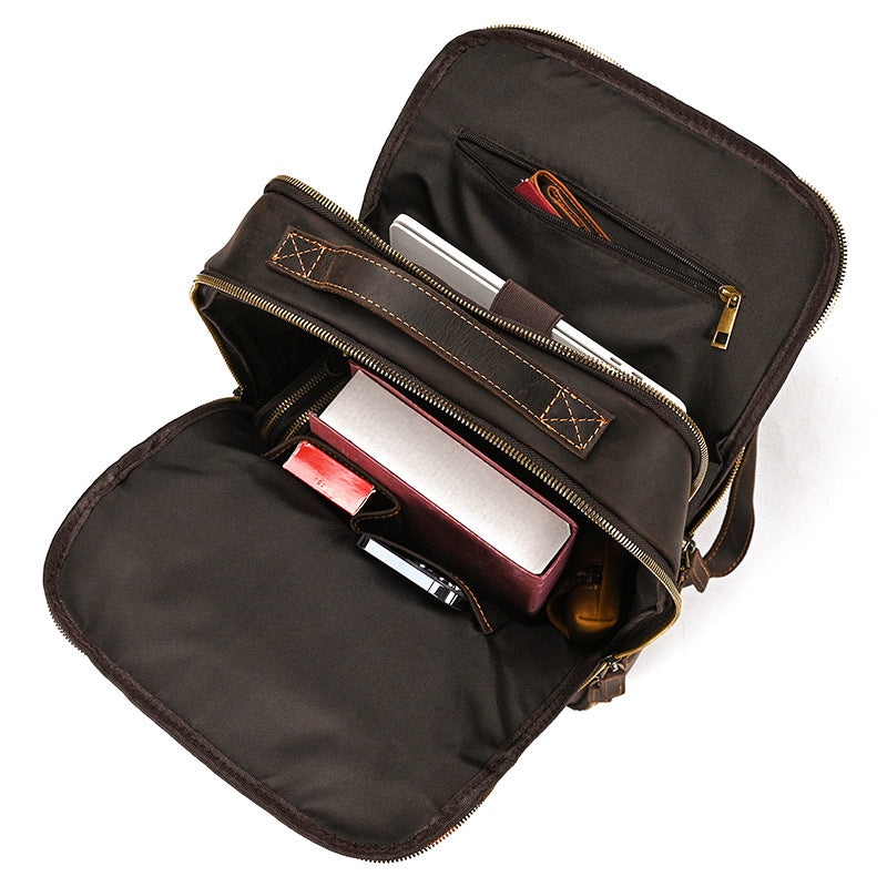 Metropolitan Leather Backpack in crazy horse leather, detail view