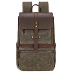 Earth yellow batik canvas daypack, three-quarter view