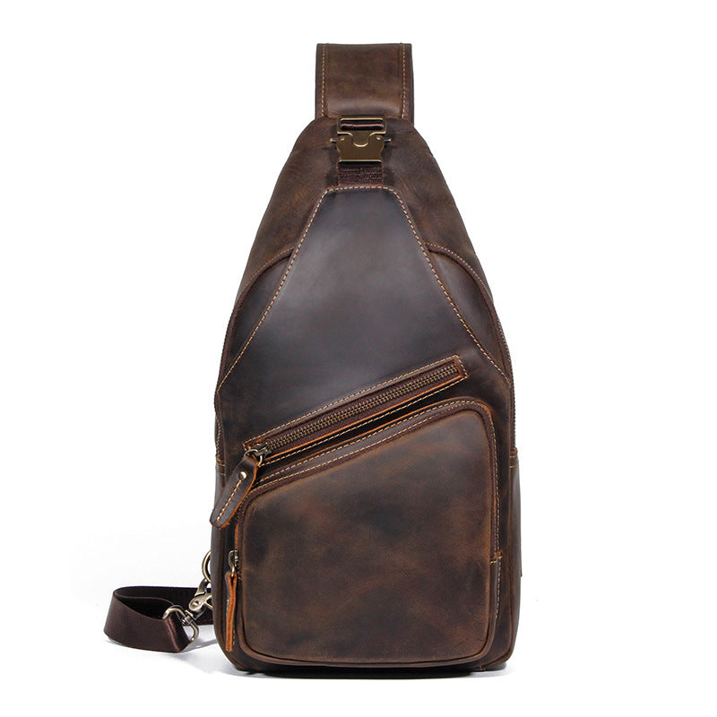 Ranger Leather Sling Bag in dark brown leather — Khal Gold