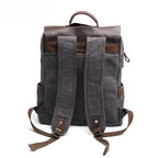 Rear view of college backpack with padded adjustable shoulder straps