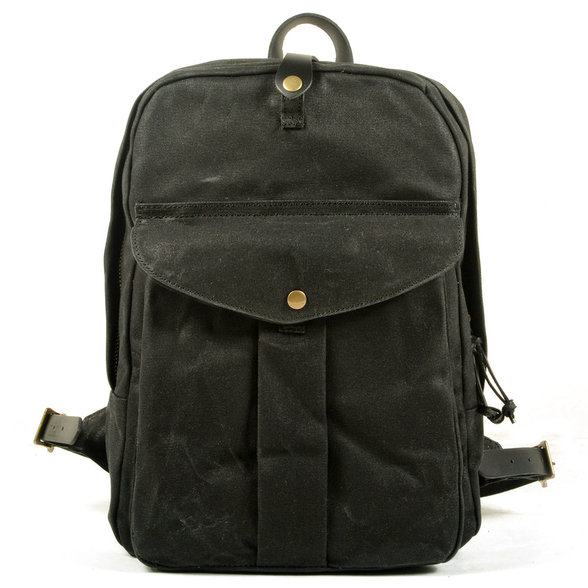 Alderley Waxed Canvas Daypack in black waxed canvas — Khal Gold