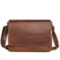 Courier Leather Messenger in vintage brown crazy horse leather — Khal Gold