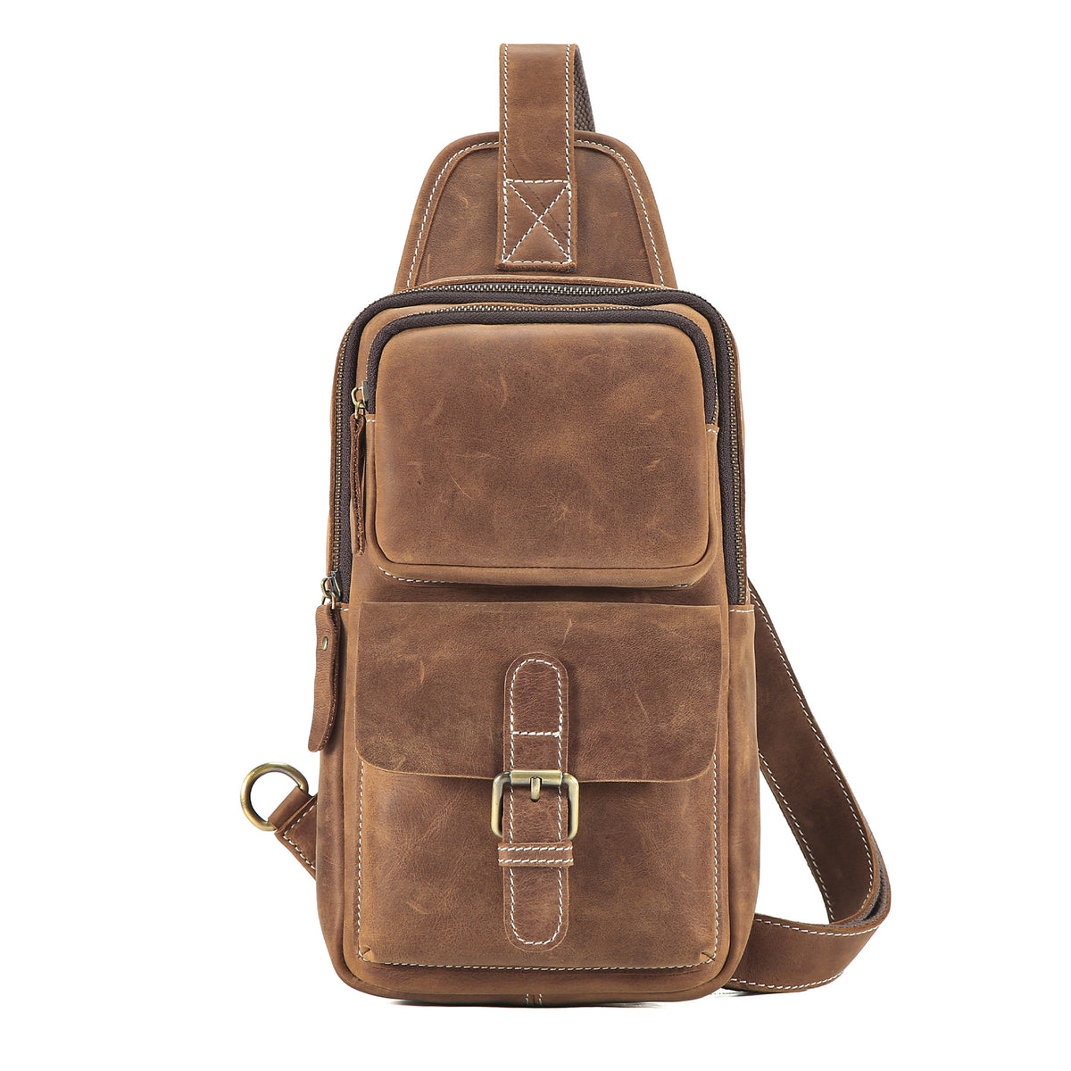 Scout Leather Chest Bag in crazy horse leather — Khal Gold