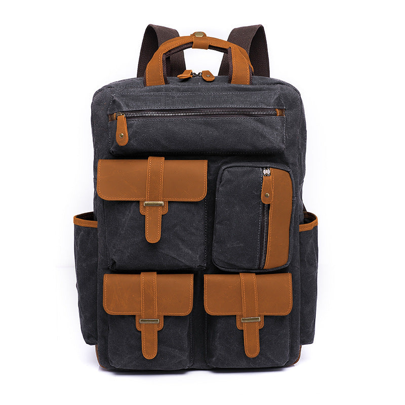 Endeavour Waxed Canvas Backpack in grey waxed canvas — Khal Gold
