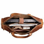 Detachable adjustable shoulder strap on leather messenger briefcase