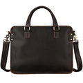 Khal Gold Cornhill leather briefcase in dark brown crazy horse leather with the detachable adjustable shoulder strap fitted
