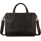 Khal Gold Cornhill leather briefcase in dark brown crazy horse leather with the detachable adjustable shoulder strap fitted