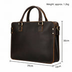 Khal Gold Cornhill leather briefcase dimensions: 39cm wide, 30cm high and 10cm deep, weighing approximately 1.2kg