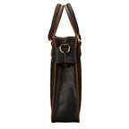 Khal Gold Cornhill leather briefcase side profile showing the slim single-compartment body