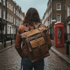 Man wearing the Ashcroft Waxed Canvas Roll-Top — Khal Gold